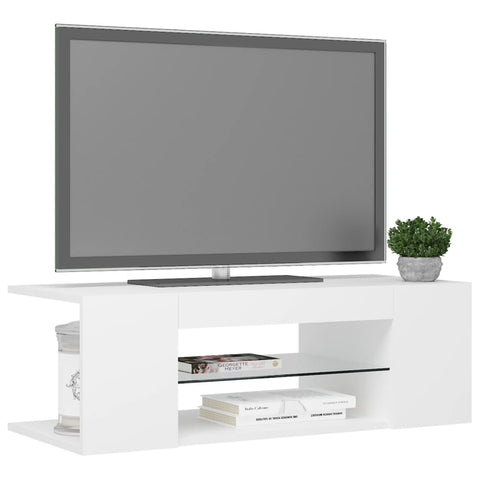 Tv Cabinet With Led Lights White 90X39x30 Cm