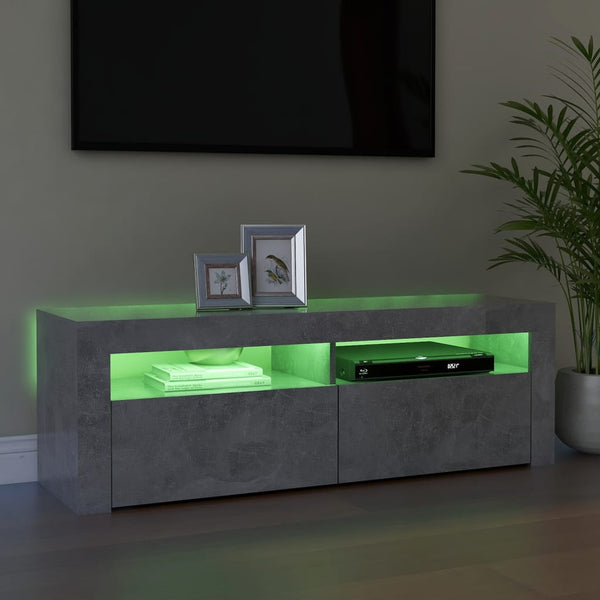 Tv Cabinet With Led Lights Concrete Grey 120X35x40 Cm Tv Stands & Entertainment Units