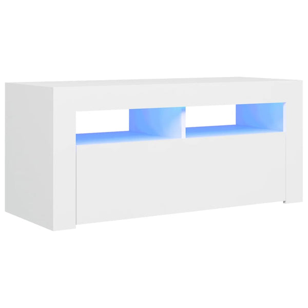 Tv Cabinet With Led Lights White 90X35x40 Cm