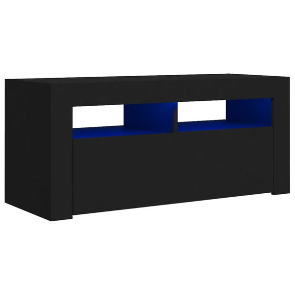 Vidaxl Tv Cabinet With Led Lights Black 90X35x40 Cm Tv Stands & Entertainment Units
