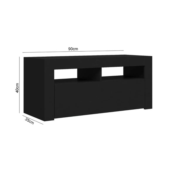 Vidaxl Tv Cabinet With Led Lights Black 90X35x40 Cm Tv Stands & Entertainment Units