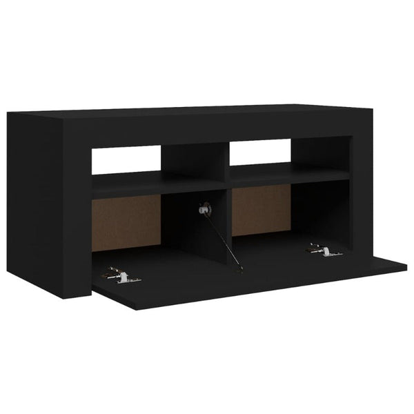 Vidaxl Tv Cabinet With Led Lights Black 90X35x40 Cm Tv Stands & Entertainment Units