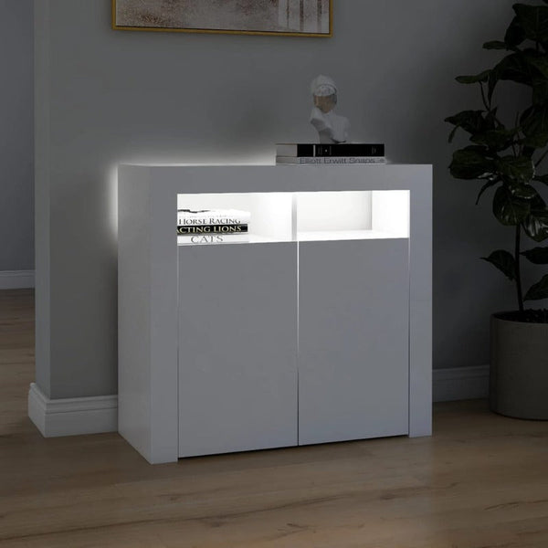 Sideboard With Led Lights White 80X35x75 Cm
