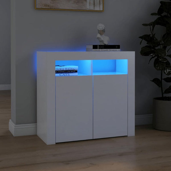 Sideboards & Buffets Sideboard With Led Lights White 80X35x75 Cm