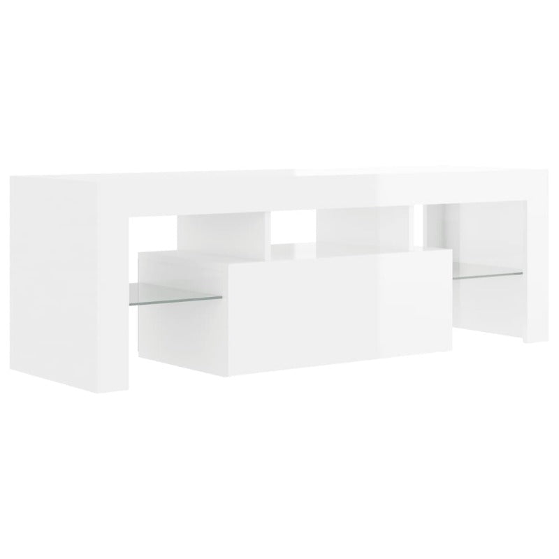 TV Stands & Entertainment Units Tv Cabinet With Led Lights High Gloss White 120X35x40 Cm
