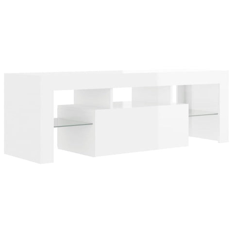 Tv Cabinet With Led Lights High Gloss White 120X35x40 Cm