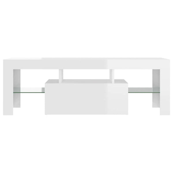 TV Stands & Entertainment Units Tv Cabinet With Led Lights High Gloss White 120X35x40 Cm