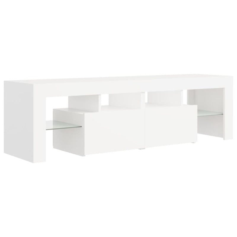 TV Stands & Entertainment Units Tv Cabinet With Led Lights White 140X36.5X40 Cm