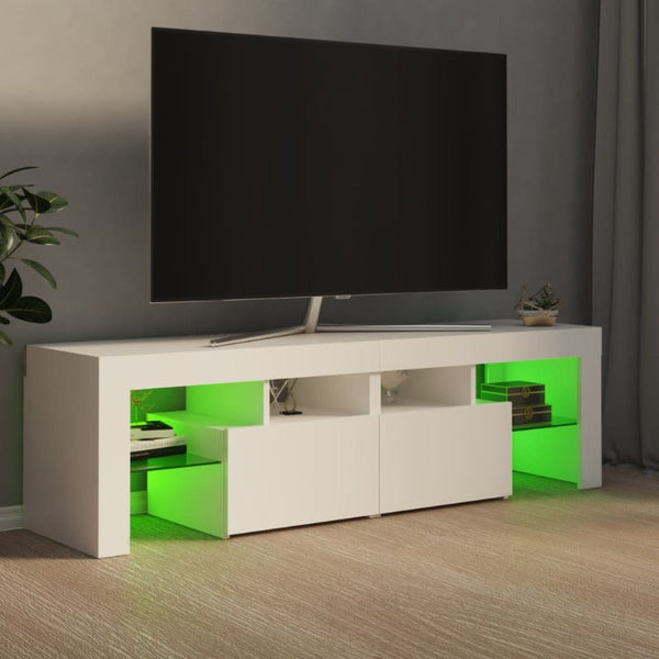TV Stands & Entertainment Units Tv Cabinet With Led Lights White 140X36.5X40 Cm