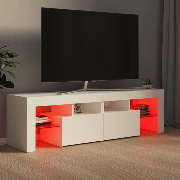 TV Stands & Entertainment Units Tv Cabinet With Led Lights White 140X36.5X40 Cm