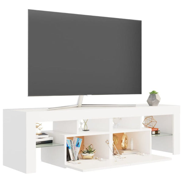 TV Stands & Entertainment Units Tv Cabinet With Led Lights White 140X36.5X40 Cm