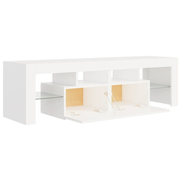 TV Stands & Entertainment Units Tv Cabinet With Led Lights White 140X36.5X40 Cm