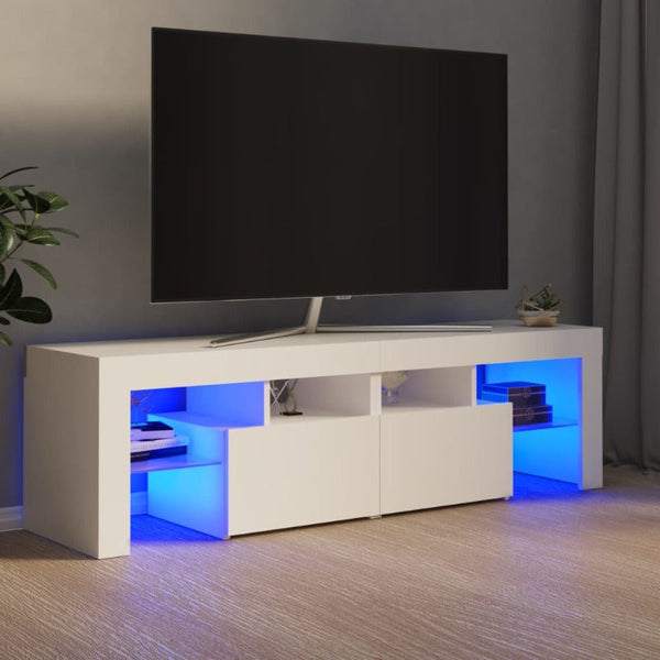 TV Stands & Entertainment Units Tv Cabinet With Led Lights White 140X36.5X40 Cm