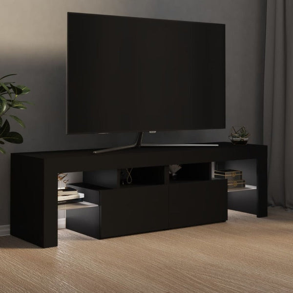 TV Stands & Entertainment Units Tv Cabinet With Led Lights Black 140X36.5X40 Cm