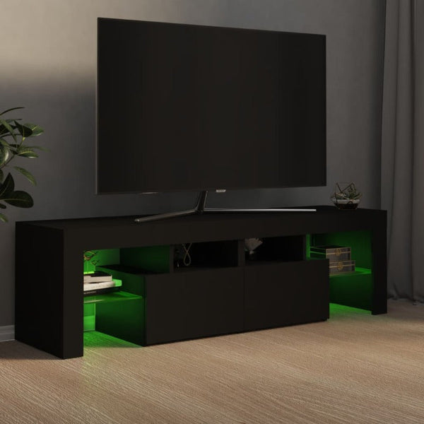 TV Stands & Entertainment Units Tv Cabinet With Led Lights Black 140X36.5X40 Cm