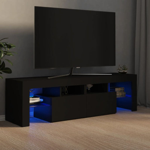 TV Stands & Entertainment Units Tv Cabinet With Led Lights Black 140X36.5X40 Cm