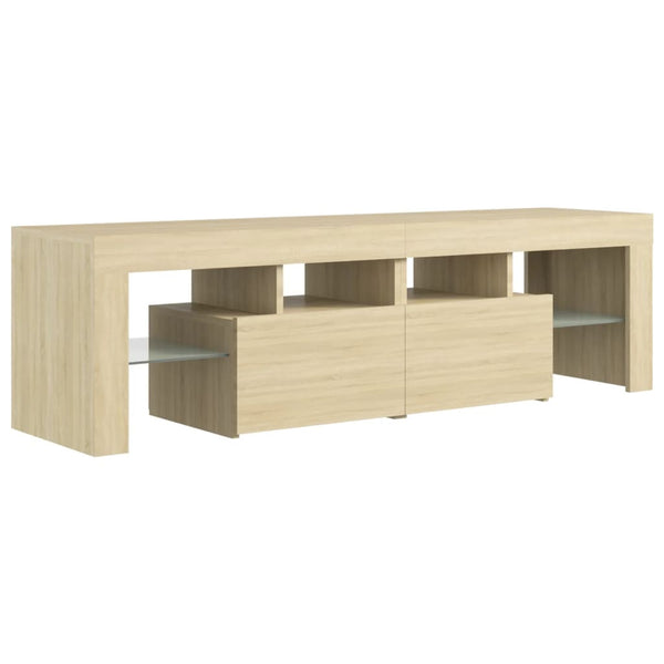 TV Stands & Entertainment Units Tv Cabinet With Led Lights Sonoma Oak 140X36.5X40 Cm