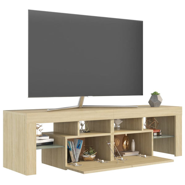 TV Stands & Entertainment Units Tv Cabinet With Led Lights Sonoma Oak 140X36.5X40 Cm