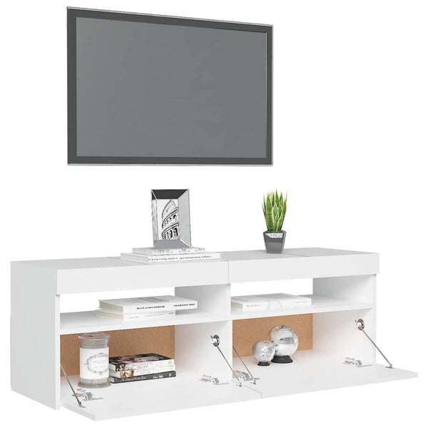 Tv Cabinet With Led Lights White 120X35x40 Cm Tv Stands & Entertainment Units