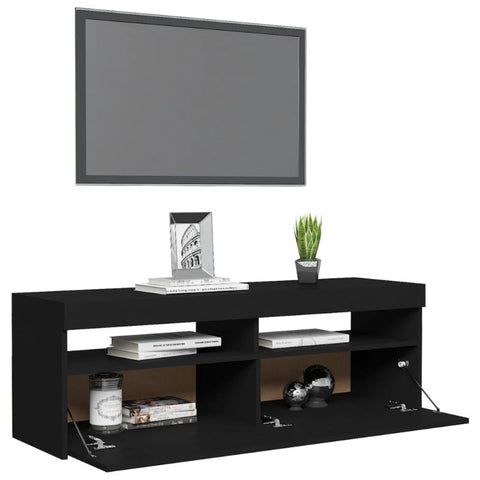 Tv Cabinet With Led Lights Black 120X35x40 Cm