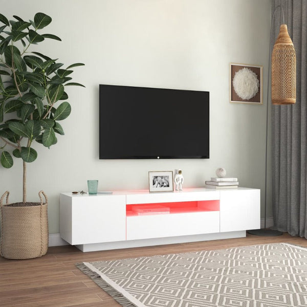 Vidaxl Tv Cabinet With Led Lights White 160X35x40 Cm Tv Stands & Entertainment Units