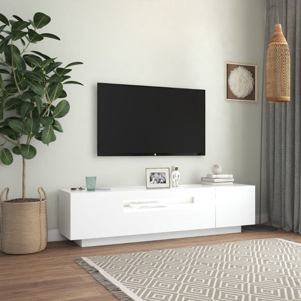 Vidaxl Tv Cabinet With Led Lights White 160X35x40 Cm Tv Stands & Entertainment Units