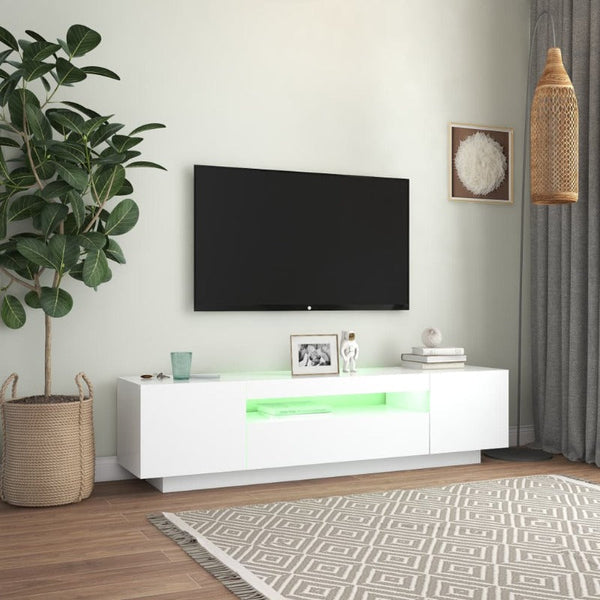 Vidaxl Tv Cabinet With Led Lights White 160X35x40 Cm Tv Stands & Entertainment Units