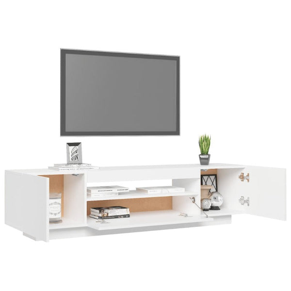 Tv Cabinet With Led Lights White 160X35x40 Cm