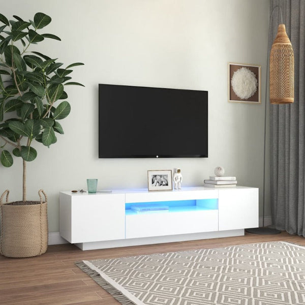 Vidaxl Tv Cabinet With Led Lights White 160X35x40 Cm Tv Stands & Entertainment Units