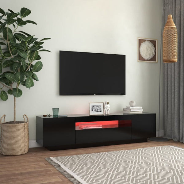 Vidaxl Tv Cabinet With Led Lights Black 160X35x40 Cm Tv Stands & Entertainment Units