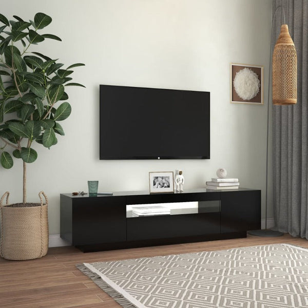 Vidaxl Tv Cabinet With Led Lights Black 160X35x40 Cm Tv Stands & Entertainment Units