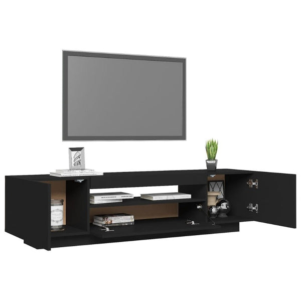 Tv Cabinet With Led Lights Black 160X35x40 Cm