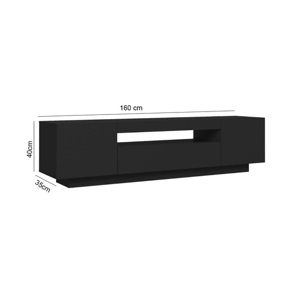 Vidaxl Tv Cabinet With Led Lights Black 160X35x40 Cm Tv Stands & Entertainment Units