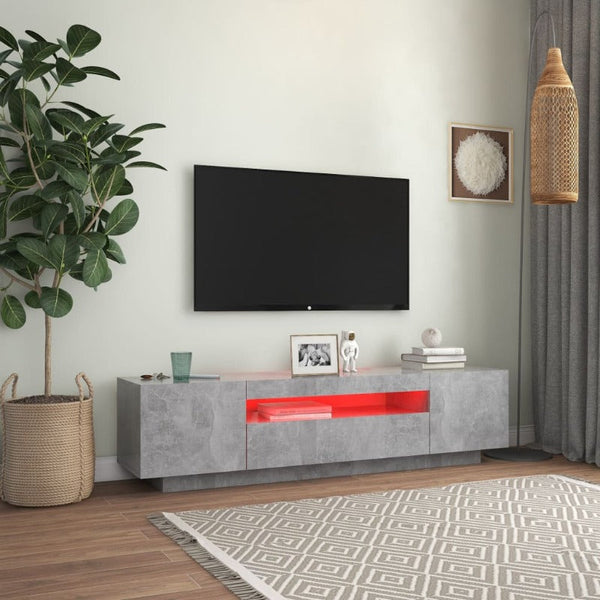 Vidaxl Tv Cabinet With Led Lights Concrete Grey 160X35x40 Cm Tv Stands & Entertainment Units