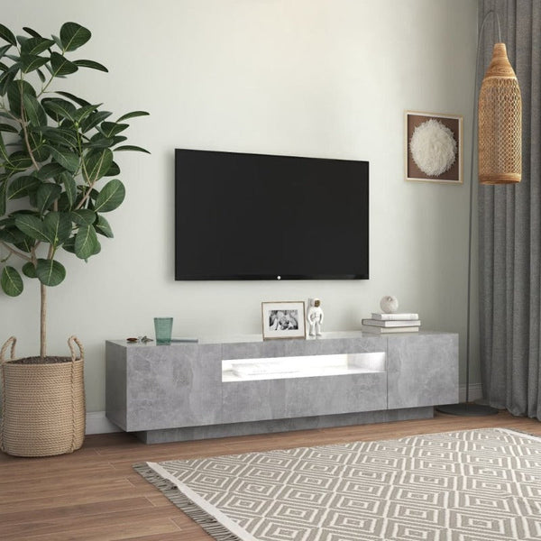 Vidaxl Tv Cabinet With Led Lights Concrete Grey 160X35x40 Cm Tv Stands & Entertainment Units