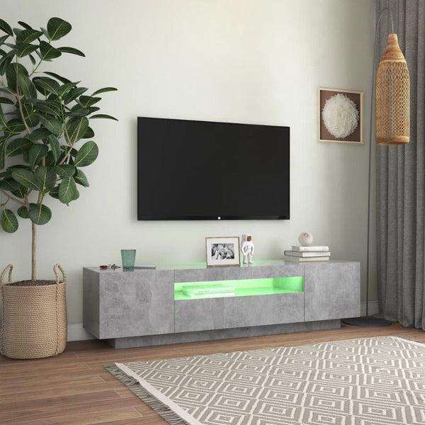 Vidaxl Tv Cabinet With Led Lights Concrete Grey 160X35x40 Cm Tv Stands & Entertainment Units
