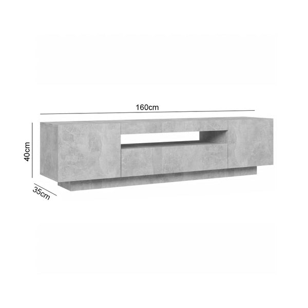 Vidaxl Tv Cabinet With Led Lights Concrete Grey 160X35x40 Cm Tv Stands & Entertainment Units