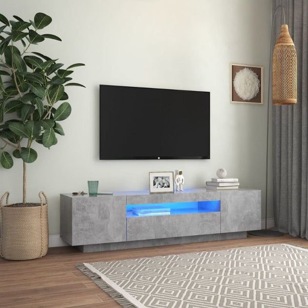 Vidaxl Tv Cabinet With Led Lights Concrete Grey 160X35x40 Cm Tv Stands & Entertainment Units