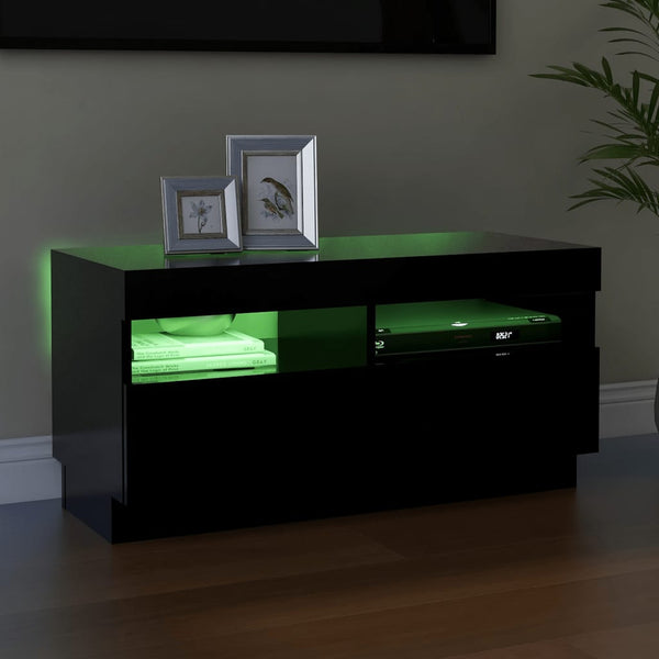 Tv Cabinet With Led Lights Black 80X35x40 Cm Tv Stands & Entertainment Units