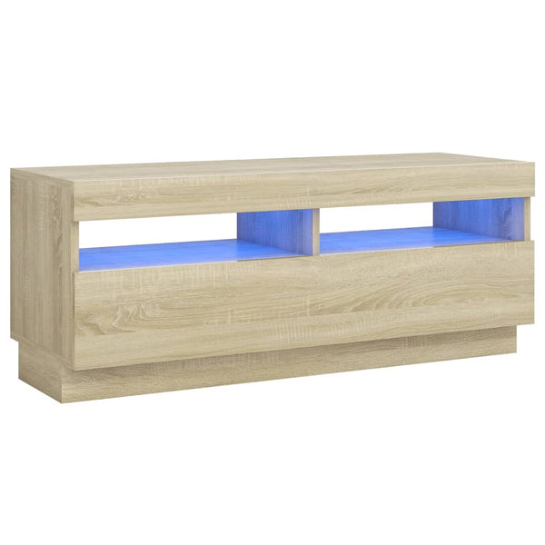 TV Stands & Entertainment Units Tv Cabinet With Led Lights Sonoma Oak 100X35x40 Cm
