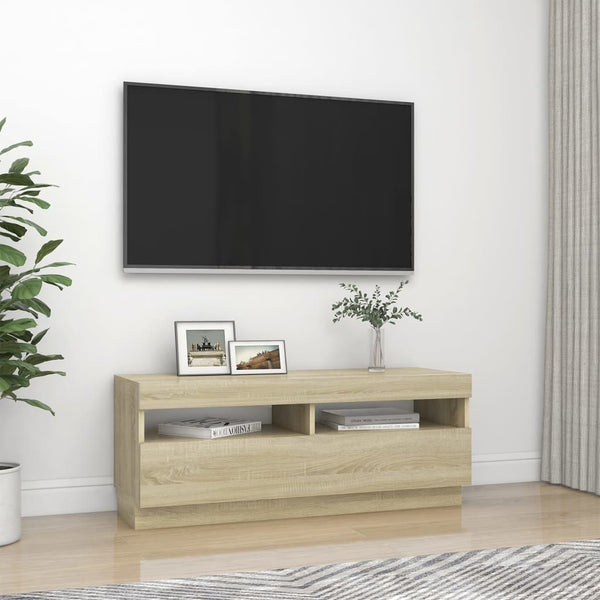 Tv Cabinet With Led Lights Sonoma Oak 100X35x40 Cm Tv Stands & Entertainment Units