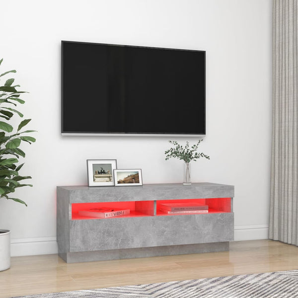 Tv Cabinet With Led Lights Concrete Grey 100X35x40 Cm Tv Stands & Entertainment Units