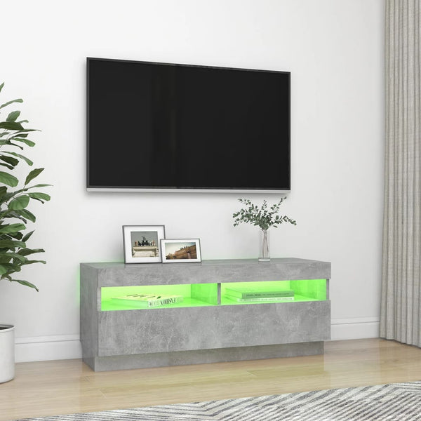 Tv Cabinet With Led Lights Concrete Grey 100X35x40 Cm Tv Stands & Entertainment Units