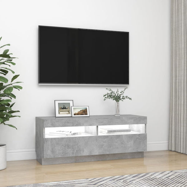 Tv Cabinet With Led Lights Concrete Grey 100X35x40 Cm Tv Stands & Entertainment Units