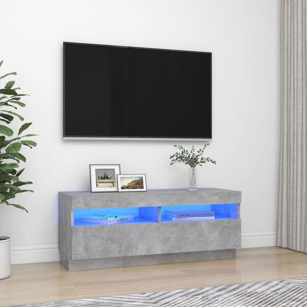 Tv Cabinet With Led Lights Concrete Grey 100X35x40 Cm Tv Stands & Entertainment Units