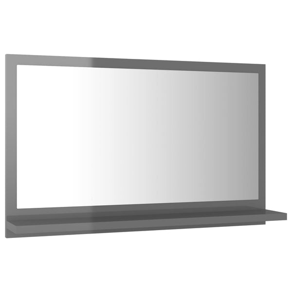Bathroom Mirror High Gloss Grey 60X10.5X37 Cm Engineered Wood Mirrors