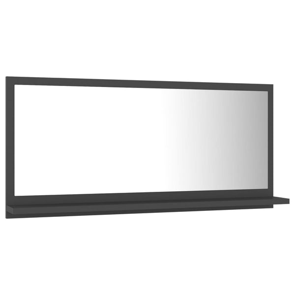 Bathroom Mirror Grey 80X10.5X37 Cm Engineered Wood Mirrors