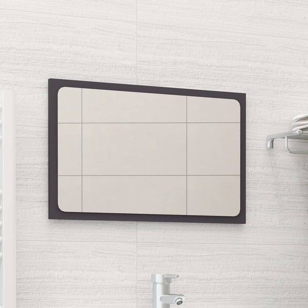 Bathroom Mirror Grey 60X1.5X37 Cm Engineered Wood Mirrors