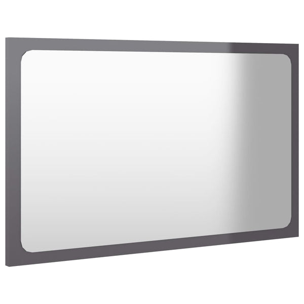 Bathroom Mirror High Gloss Grey 60X1.5X37 Cm Engineered Wood Mirrors