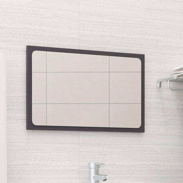Bathroom Mirror High Gloss Grey 60X1.5X37 Cm Engineered Wood Mirrors